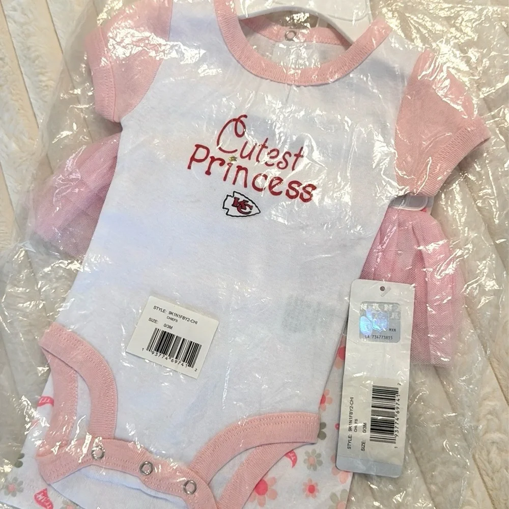 NFL Kansas City Chiefs KC Cutest Princess Onesie Floral Tutu Pants Matching Set